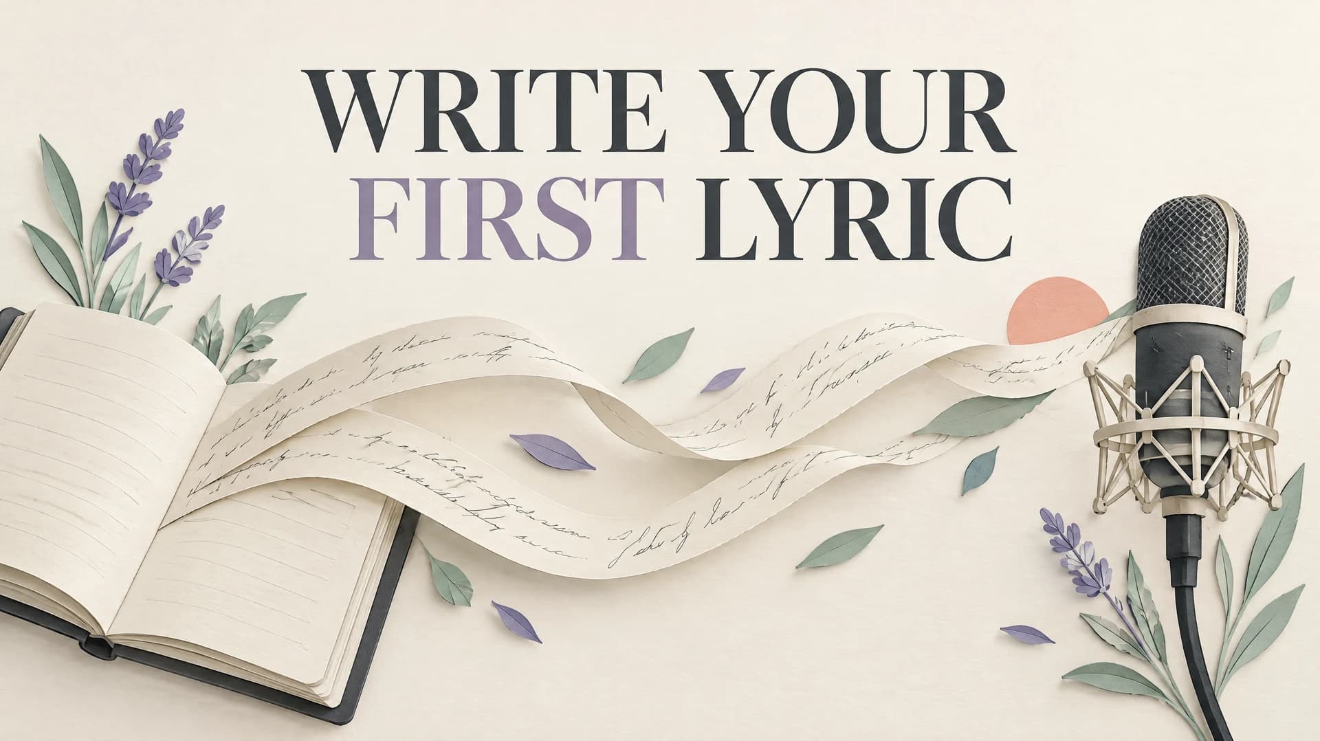 Write your first lyric: a notebook and lyric strips becoming a vocal performance