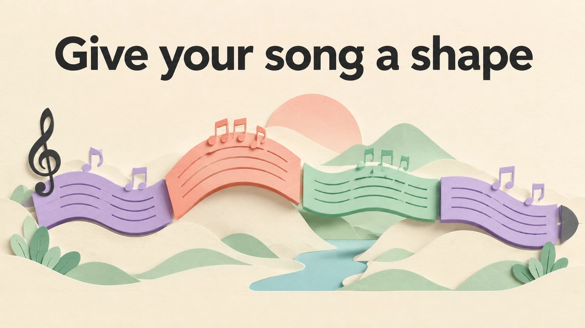 Give your song a shape: an editorial illustration of verses, choruses and a bridge forming a musical journey