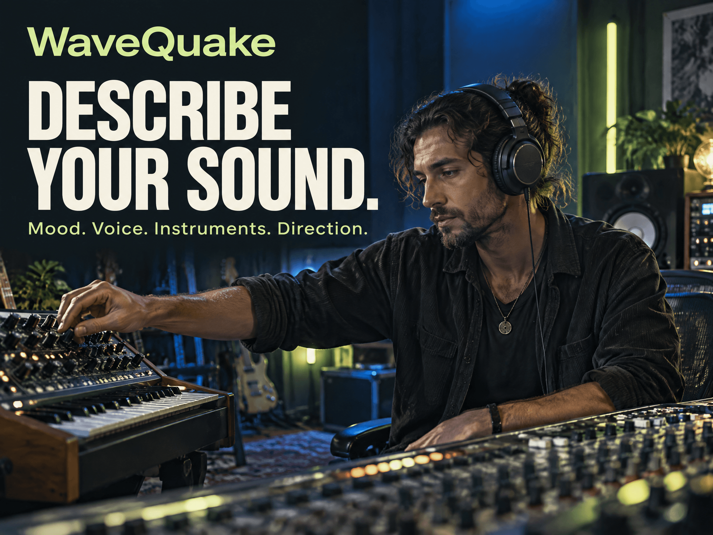 WaveQuake illustration: describe your sound, mood, voice and instruments